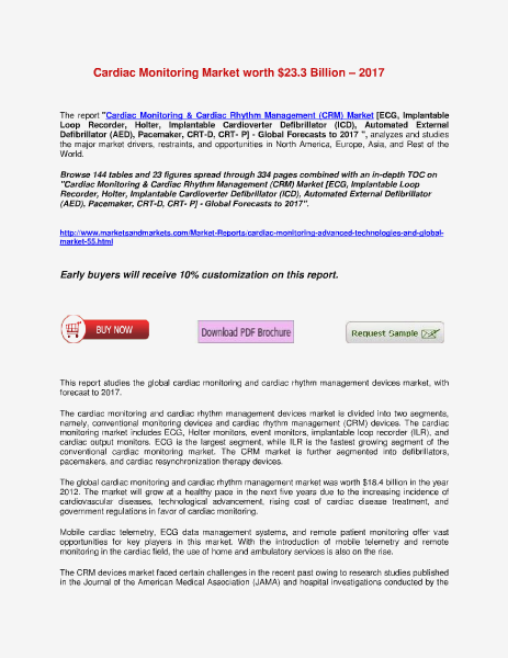 Cardiac Rhythm Management (CRM) Market worth $23.3 Billion – 2017 Feb 2014