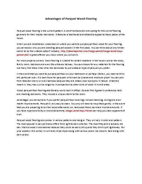 Advantages of Parquet Wood Flooring 1