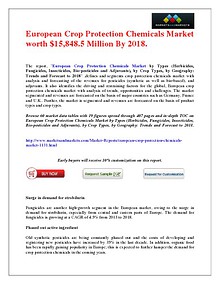 European Crop Protection Chemicals Market worth $15,848.5 Million By 2018.