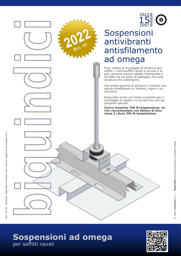 Sospensioni antivibranti ad omega per soffitti navali isolstyle Rev. 00-22