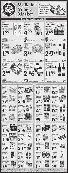 Waikoloa Village Market March 26 to April 1, 2014