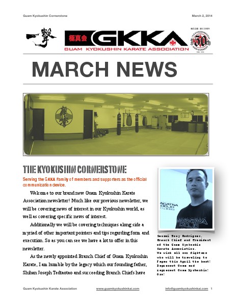 Guam Kyokushin Cornerstone Volume 1 No. 1 Mar. 2014