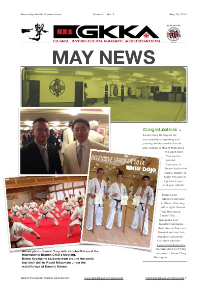 Guam Kyokushin Cornerstone Volume 1 No. 3 May 2014