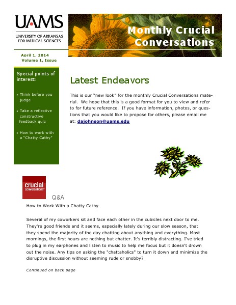 Monthly Crucial Conversations April 2014 April 2014