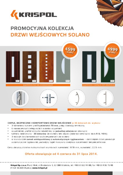 Promocyjna kolekcja drzwi wejściowych Promocyjna kolekcja drzwi wejściowych SOLANO