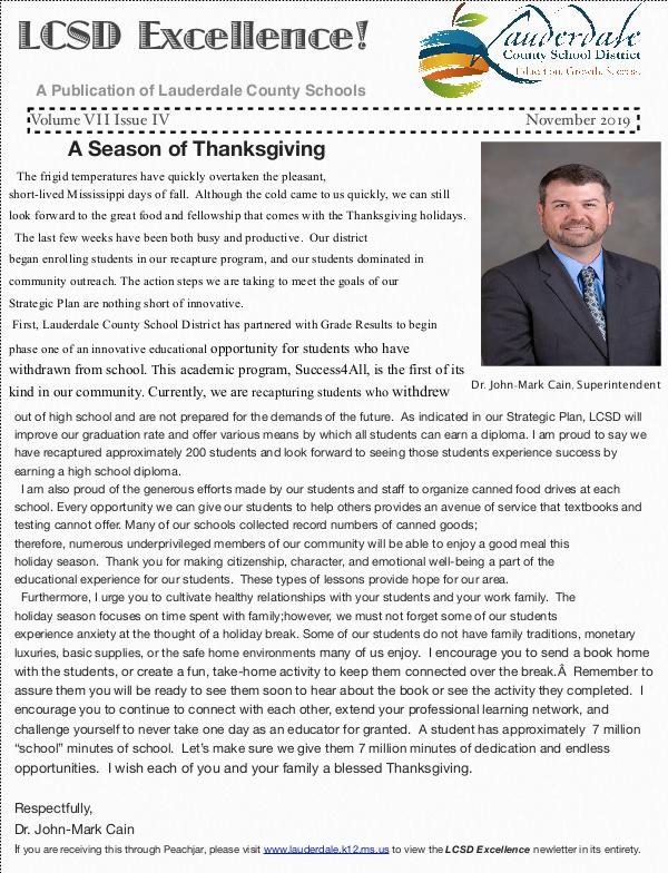 LCSD Excellence November 2019 Edition LCSD Excellence November 2019