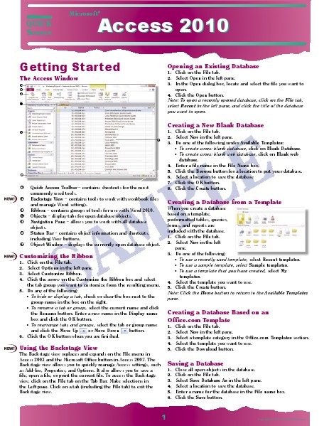 Access 2010 Quick Source Guide