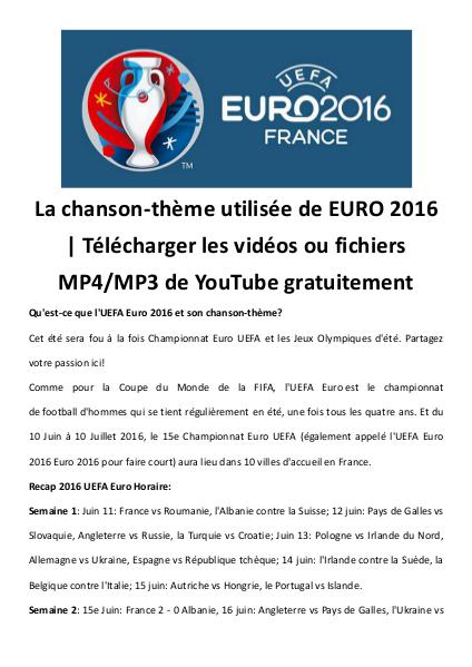 Telecharger chanson theme uefa euro mp4 mp3 gratui