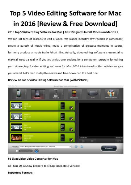Top 5 video editing software for mac