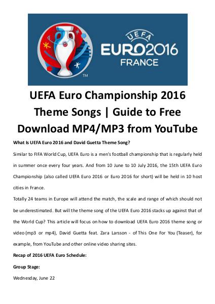 Multimedia Software Uefa euro theme songs videos free download