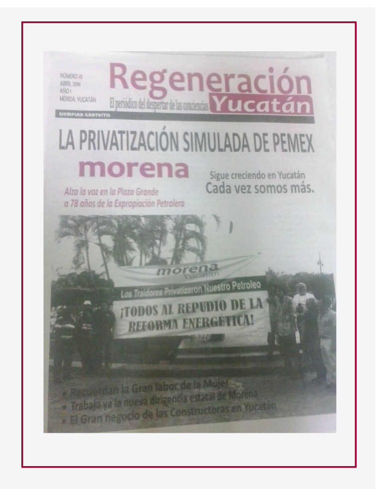 Regeneración Yucatán, Abril de 2016