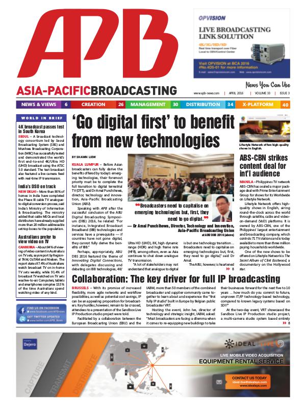 Asia-Pacific Broadcasting (APB) April 2016 Volume 33, Issue 3