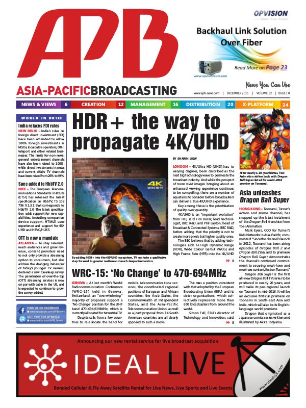 Asia-Pacific Broadcasting (APB) December 2015 Volume 32, Issue 10