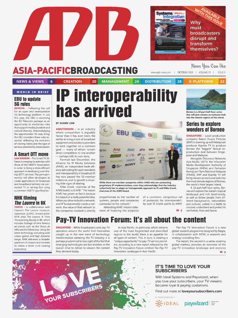 Asia-Pacific Broadcasting (APB) October 2016 • Volume 33, Issue 9