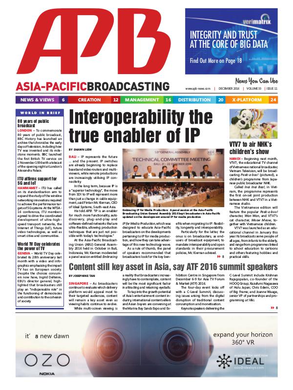 Asia-Pacific Broadcasting (APB) December 2016 Volume 33, Issue 11