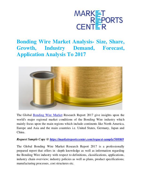 Market Research Reports Bonding Wire Market