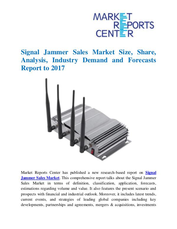 Market Research Reports Signal Jammer Sales Market