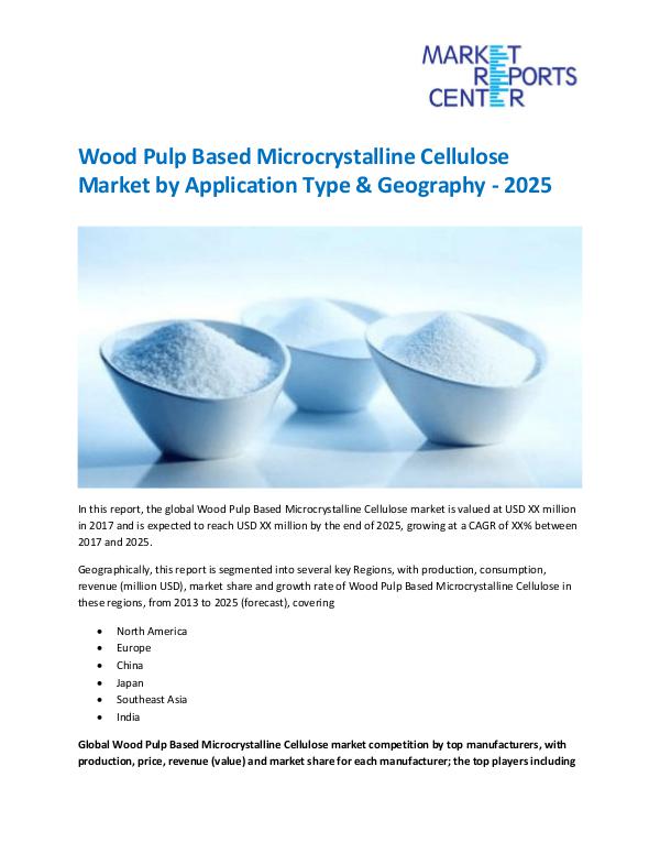 Wood Pulp Based Microcrystalline Cellulose Market