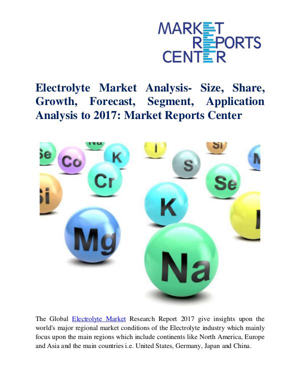 Market Reports Electrolyte Market Analysis- Size, Share, Growth,