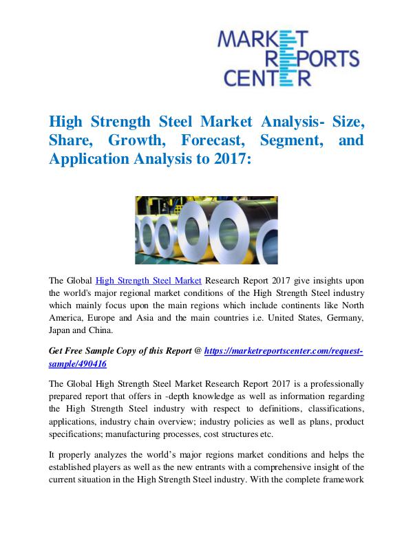 Market Reports High Strength Steel Market