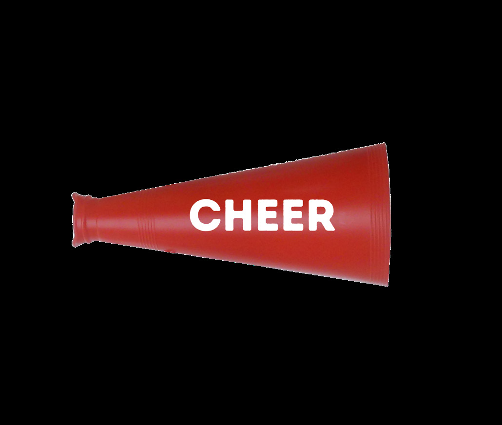 Red megaphone with the word 'CHEER' on it