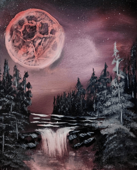 Intro to Oil Painting - Blood Moon Falls