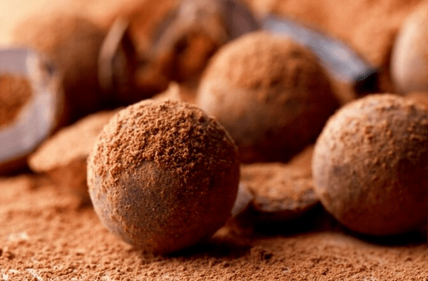 Chocolate truffles dusted with cocoa powder