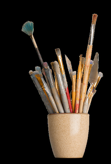 Paintbrushes in a container