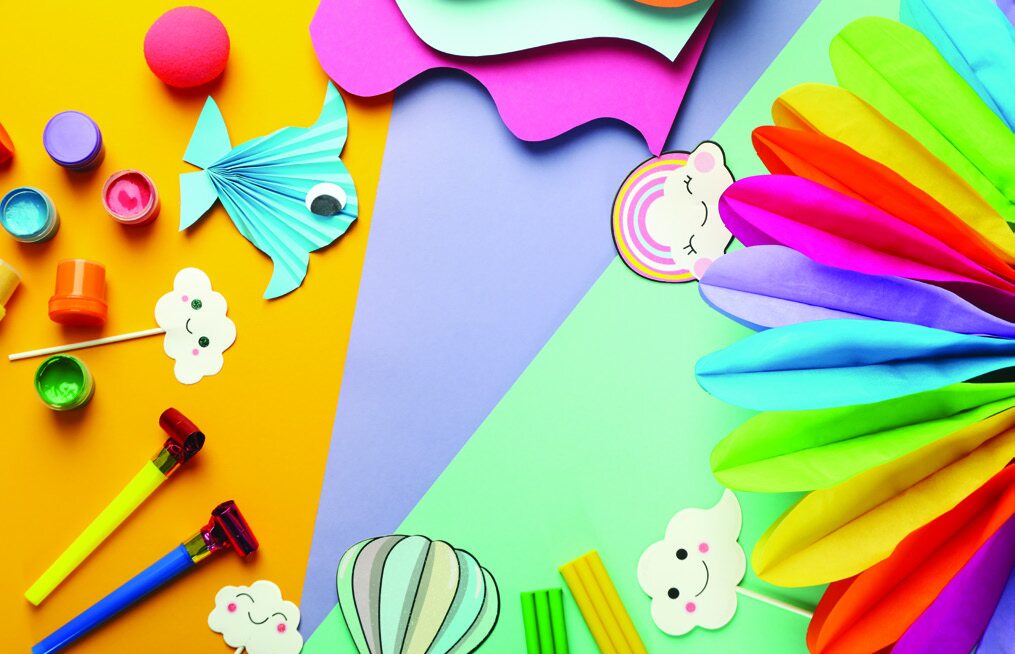Paper craft projects with bright colors