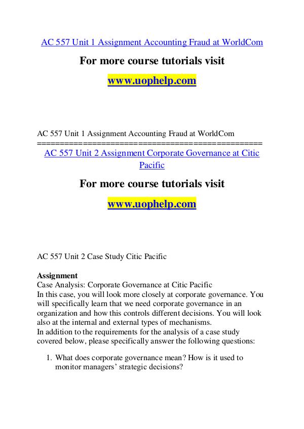 AC 557 Seek Your Dream /uophelp.com AC 557 Seek Your Dream /uophelp.com