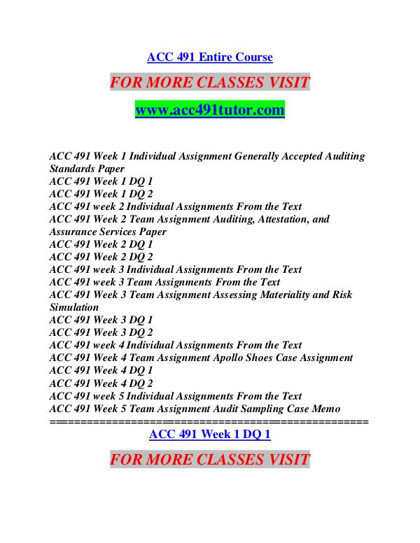 ACC 491 TUTOR Extraordinary Life/acc491tutor.com ACC 491 TUTOR Extraordinary Life/acc491tutor.com