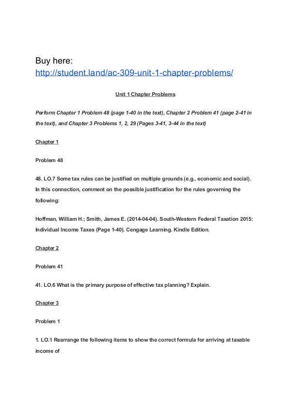 AC 309 Unit 1 Chapter Problems Park University