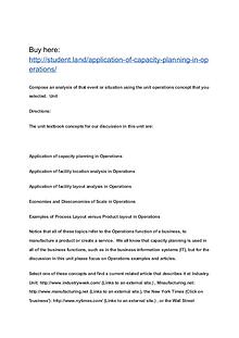 Application of capacity planning in Operations