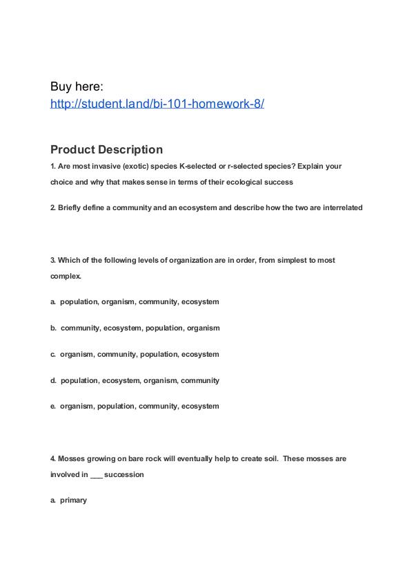 BI 101 Homework 8 Park University