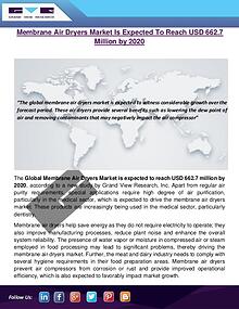 Membrane Air Dryers Market To Reach USD 662.7 Million by 2020