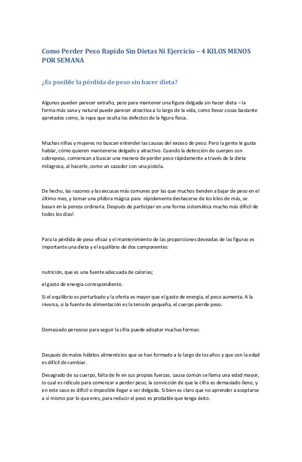 Como Perder Peso Rapido Sin Dietas Ni Ejercicio – 4 KILOS MENOS POR S Como Perder Peso Rapido Sin Dietas Ni Ejercicio –