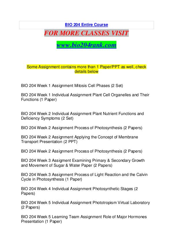 BIO 204 RANK Great Stories Here/bio204rank.com BIO 204 RANK Great Stories Here/bio204rank.com