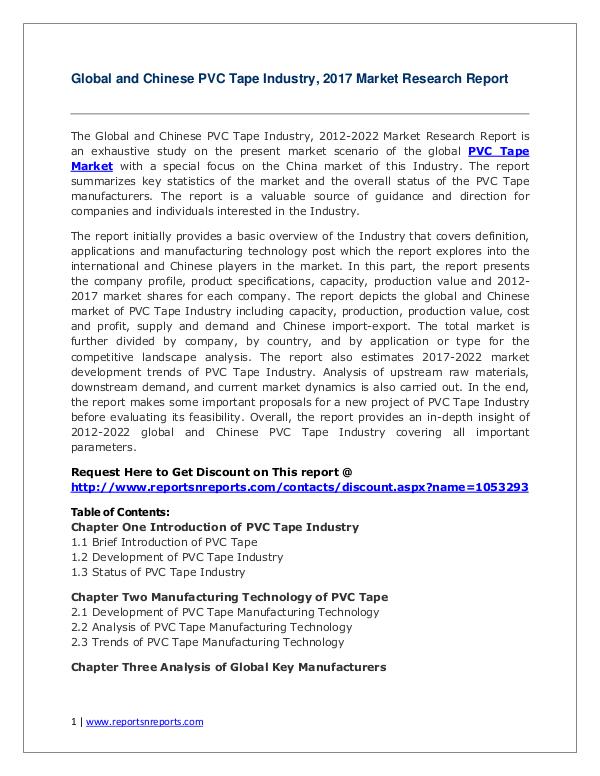 PVC Tape Market Global and Chinese Analysis for 2012-2022 Global PVC Tape Industry Forecast Study 2012-2022