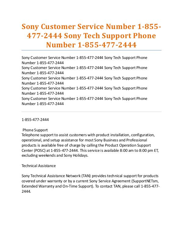 Sony tech support phone number Sony customer service number