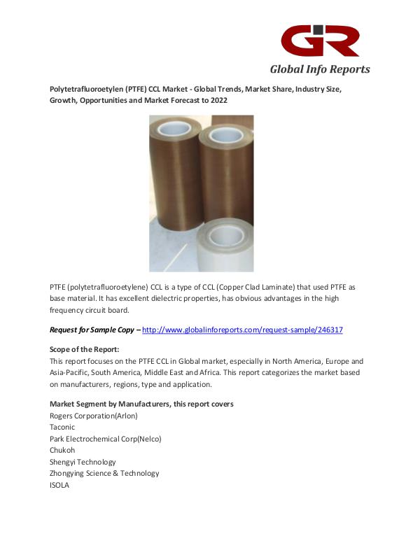 Polytetrafluoroetylen (PTFE) CCL Market - Industry Analysis Polytetrafluoroetylen (PTFE) CCL Market