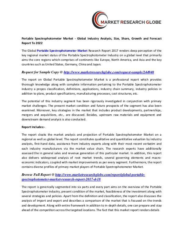 Portable Spectrophotometer Market - Global Industry Analysis Portable Spectrophotometer Market