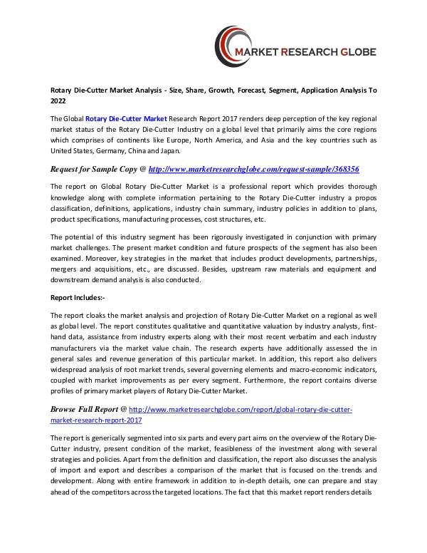 Rotary Die-Cutter Market 2022 Technology, Type and Application Rotary Die-Cutter Market