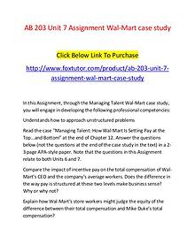 AB 203 Unit 7 Assignment Wal-Mart case study - www.foxtutor.com