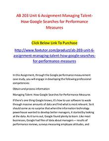 AB 203 Unit 6 Assignment Managing Talent-How Google Searches for Perf