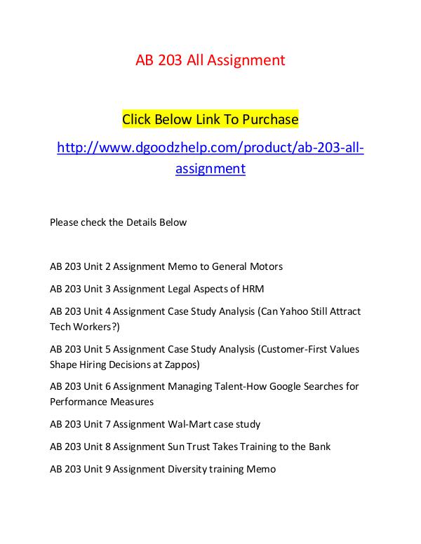 AB 203 All Assignment-Dgoodzhelp.com AB 203 All Assignment-Dgoodzhelp.com