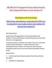 AB 203 Unit 4 Assignment Case Study Analysis (Can Yahoo Still Attract