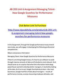 AB 203 Unit 6 Assignment Managing Talent-How Google Searches for Perf