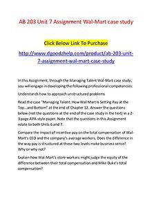 AB 203 Unit 7 Assignment Wal-Mart case study-Dgoodzhelp.com