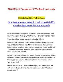 AB 203 Unit 7 Assignment Wal-Mart case study-Assignmentpath.com