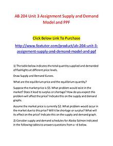 AB 204 Unit 3 Assignment Supply and Demand Model and PPF